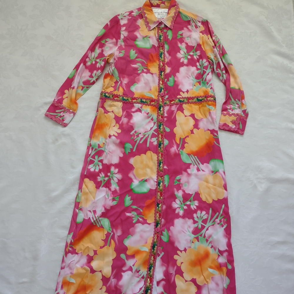 Connor&Blake Italian Embroidered Hand Crafted Collared shirt dress floral